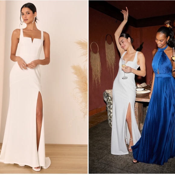 LULUS Bridal Wedding Elegant Sophisticated Chic Open Back Trumpet Mermaid Gown - Picture 1 of 5